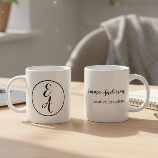 Grande Tasse Monogramme Moderne Minimaliste