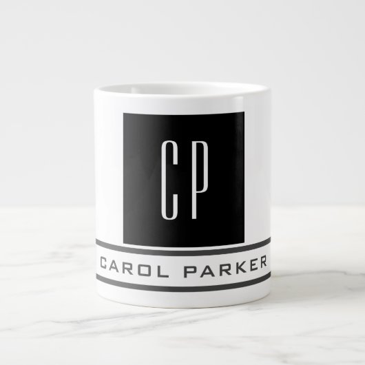 Grande Tasse Monogramme moderne Professional Plain Nom simple (Devant)