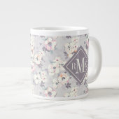 Grande Tasse Monogramme| Motif Aquarelle rose pâle (Devant droit)