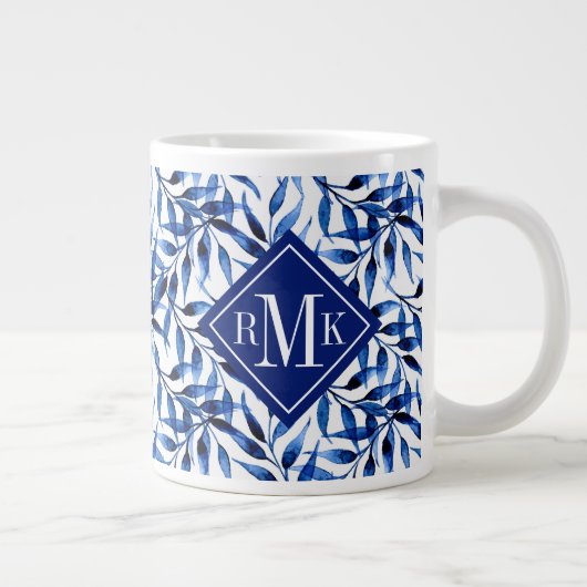 Grande Tasse Monogramme| Motif d'encre d'aquarelle peinte à la (Droite)