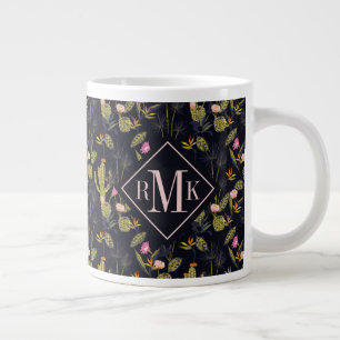 Grande Tasse Monogramme Motif des cactus nocturnes d'été