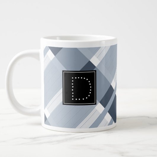 Grande Tasse Monogramme Motif rayé de la Marine bleue Jean (Gauche)