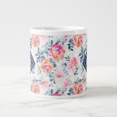Grande Tasse Monogramme| Motif Rose peint (Devant)
