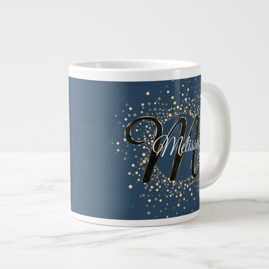 Grande Tasse Monogramme moucheté bleu fumée (Devant droit)