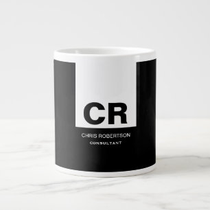 Grande Tasse Monogramme noir blanc Créer cadeau personnalisé