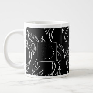 Grande Tasse Monogramme noir et blanc de verdure botanique flor