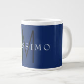 Grande Tasse Monogramme Noir Professionnel Bleu Votre Nom (Devant droit)