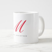 Grande Tasse Monogramme Nom initial Blanc Rouge Unique Minimali (Devant droit)