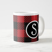 Grande Tasse Monogramme personnalisé de buffle rouge et noir (Devant droit)