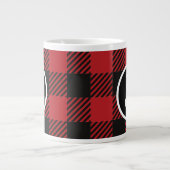 Grande Tasse Monogramme personnalisé de buffle rouge et noir (Devant)