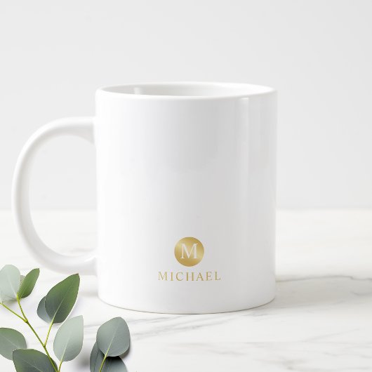 Grande Tasse Monogramme personnalisé de luxe blanc et or