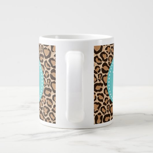 Grande Tasse Monogramme personnalisé Turquoise et Empreinte de  (Dos)
