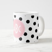 Grande Tasse Monogramme points noirs et blancs Rose (Devant droit)