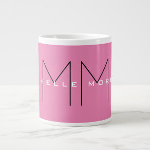 Grande Tasse Monogramme rose gras moderne minimaliste Nom Initi