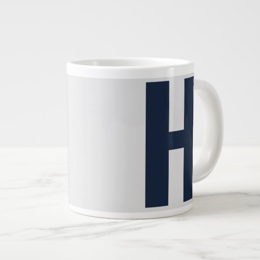 Grande Tasse Monogramme supérieur initial en gris argenté et bl (Devant droit)