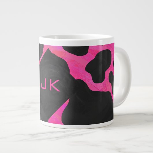 Grande Tasse Monogramme vache rose chaud et noir (Devant droit)