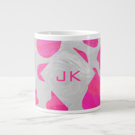 Grande Tasse Monogramme Vache rose et blanc chaud (Devant)