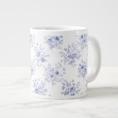 Grande Tasse Monogrammed Classic Blue Flowers Floral Pattern (Devant droit)