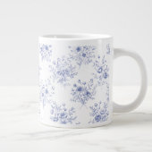 Grande Tasse Monogrammed Classic Blue Flowers Floral Pattern (Droite)