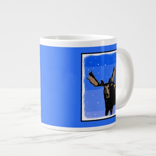 Grande Tasse Moose en hiver - Art original de la faune (Devant droit)