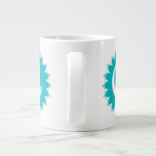 Grande Tasse Mosquée blanche en Crescent Moon Ramadan bleu (Dos)