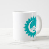 Grande Tasse Mosquée blanche en Crescent Moon Ramadan bleu (Devant droit)