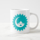 Grande Tasse Mosquée blanche en Crescent Moon Ramadan bleu (Droite)