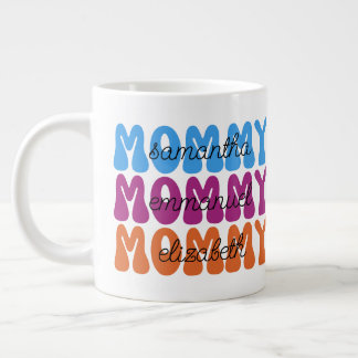 Grande Tasse Mother's Day Gift Mommy Retro Kids Names