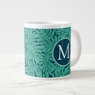 Grande Tasse Motif à feuilles tropicales de Monstera Monogramm