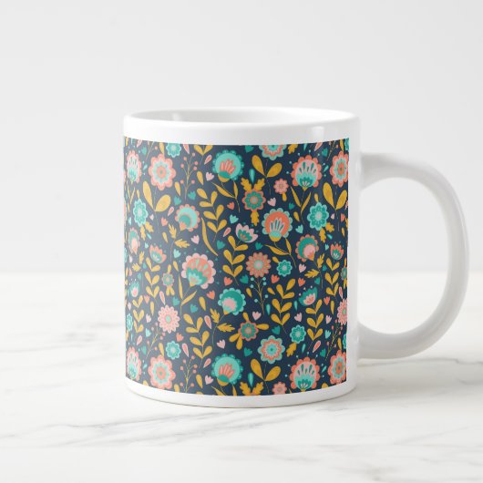 Grande Tasse Motif à fleurs d'art populaire (Droite)