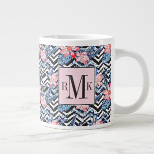 Grande Tasse Motif à fleurs de lotus tropicaux