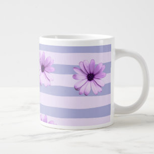 Grande Tasse Motif à rayures pastel avec des marguerites