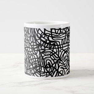 Grande Tasse Motif Abstrait de lignes noir et blanc