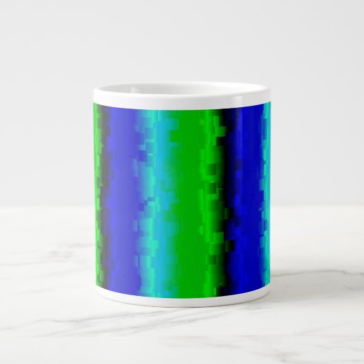 Grande Tasse Motif arc-en-ciel bleu vert abstrait 3D (Devant)