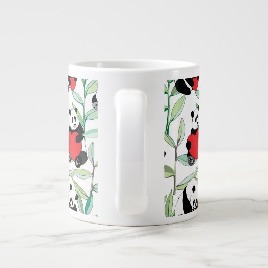 Grande Tasse motif avec de beaux pandas avec des coeurs (Dos)