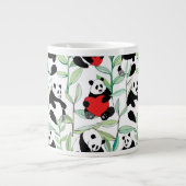 Grande Tasse motif avec de beaux pandas avec des coeurs (Devant)