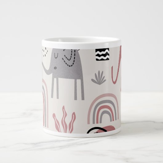 Grande Tasse motif avec de mignons éléphants et des girafes (Devant)