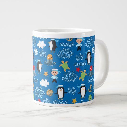 Grande Tasse motif avec le thème de mer (Devant droit)