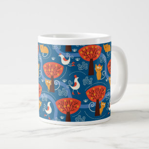 Grande Tasse motif avec les chats et les oiseaux mignons