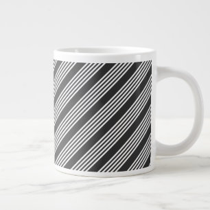 Grande Tasse Motif blanc et charbon de bois à cinq bandes