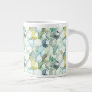 Grande Tasse Motif Blue & Green Aquarelle Honycomb