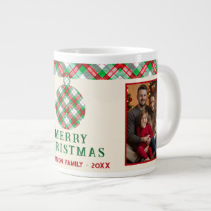 Grande Tasse Motif carreaux tartan rouge vert Noël vintage 2 Ph