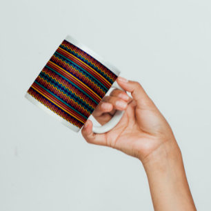 Grande Tasse Motif chevron rayé rétro des années 70 bleu marine