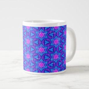 Grande Tasse Motif coloré bleu vif et rose chaud