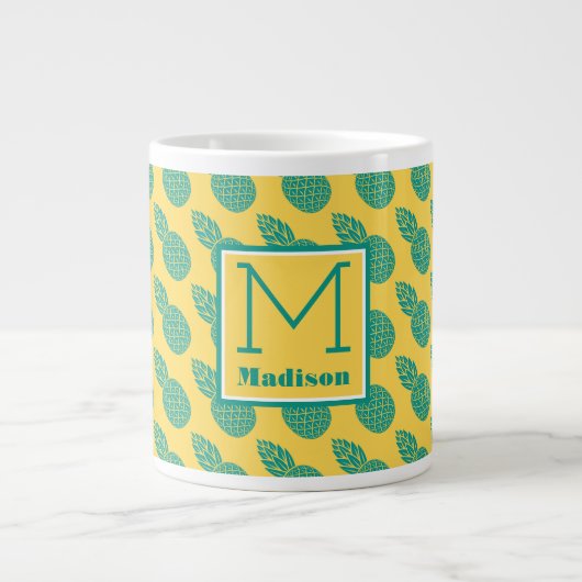 Grande Tasse Motif d'ananas| Monogramme (Devant)