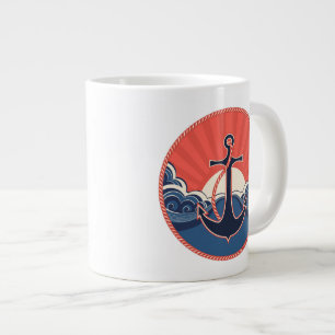 Grande Tasse Motif d'Ancre et de vague de mer