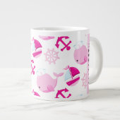 Grande Tasse Motif De Baleines, Baleines Roses, Votre Nom (Devant droit)