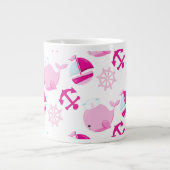 Grande Tasse Motif De Baleines, Baleines Roses, Votre Nom (Devant)