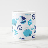 Grande Tasse Motif De Baleines, Beaux Baleines, Baleines Bleues (Devant)
