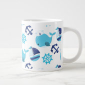 Grande Tasse Motif De Baleines, Beaux Baleines, Baleines Bleues (Droite)